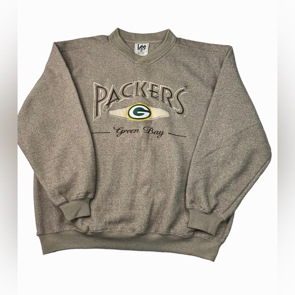 Vintage Green Bay Packers Size L Sweatshirt Men’s Lee Sport Brown Embroidered - Picture 2 of 12